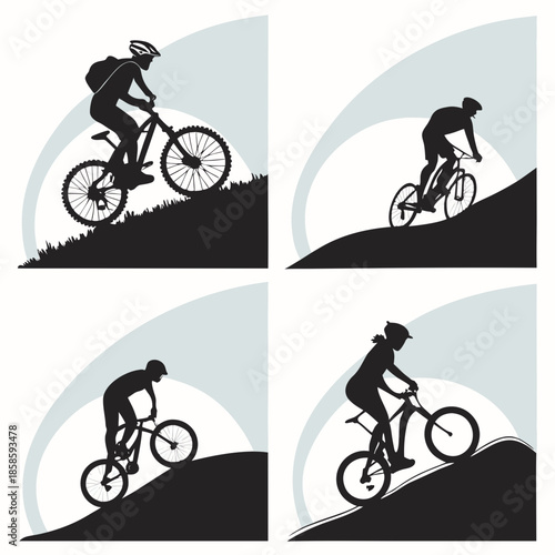 Mountain biking silhouettes