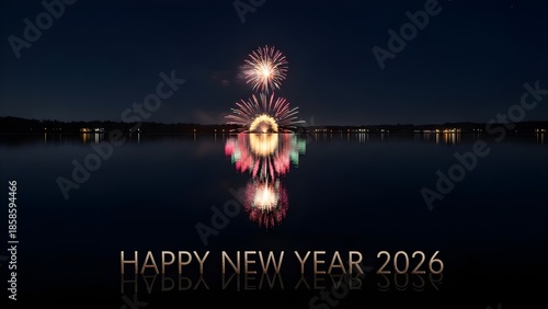 New Year Fireworks Reflection, Happy New Year 2026