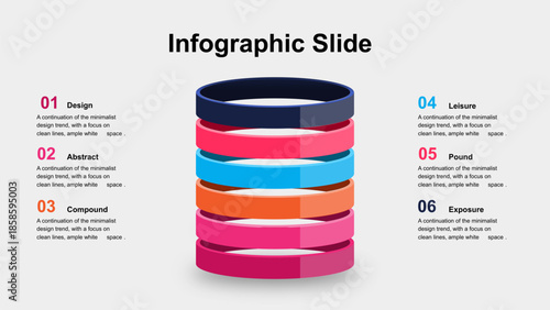 Infographic Slide with Stacked 3D Cylinders for Presentation