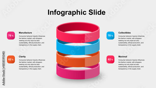 Infographic Slide with Stacked 3D Cylinders for Presentation