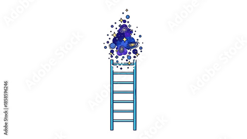 Ladder Leading to Blue Particles - Success Concept