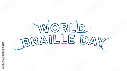 World Braille Day Minimalist Blue Outline Typography