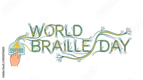 World Braille Day Typography with Green Nature Vines
