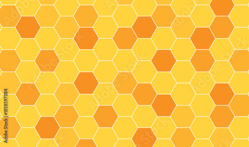 Vibrant Yellow Orange Gradient Honeycomb Hexagon Seamless Pattern Background - Modern Geometric Vector Texturev honeycomb pattern.