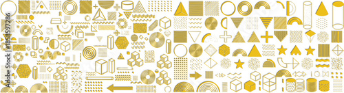 Set of Geometric shapes. Memphis design, retro elements for web, vintage, advertisement, commercial banner, poster, leaflet, billboard, sale. Collection trendy halftone vector geometric shapes.