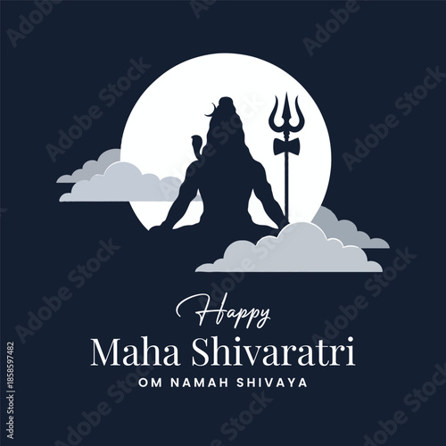 Shiva Silhouette Moon Greeting Poster