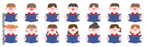 Cute Kids Choir Singing Illustration