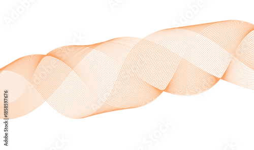 Abstract Peach Orange Gradient Wavy Lines Seamless Pattern Background - Soft Fluid Flowing Wave Texture Vector Illustration, abstract waves.