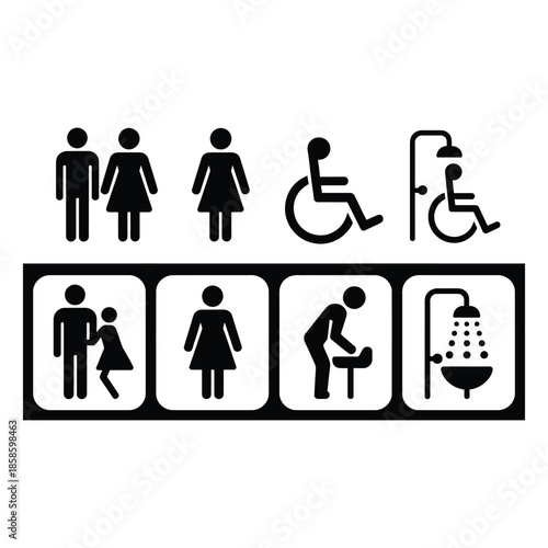 Comprehensive Set of Public Restroom and Facility Accessibility Icons