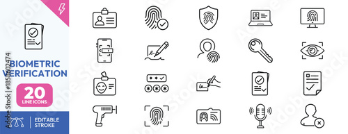 Biometric Verification Icons Set for Secure Identification