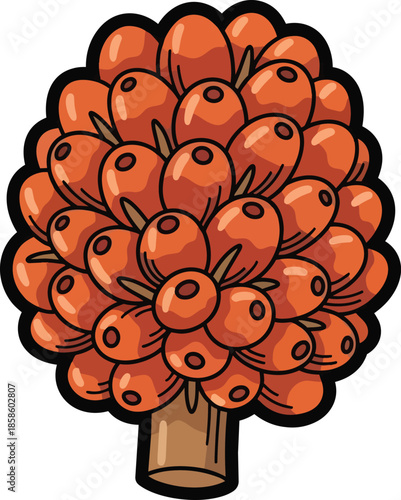 Tree with Cluster of Orange Fruits.