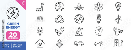 Green Energy Icons for Sustainable Future