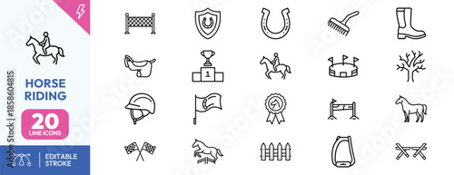 Horse Riding Icons Set
