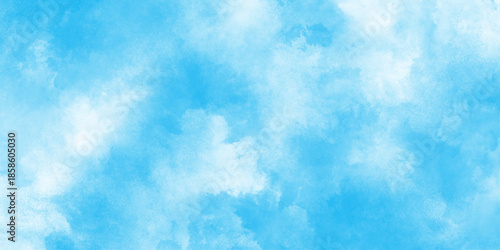 Natural sky background for design and Illustration, blue watercolor with beautiful natural white clouds, elegant light blue watercolor background with a soft gradient.