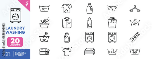 Laundry Washing Icons Set