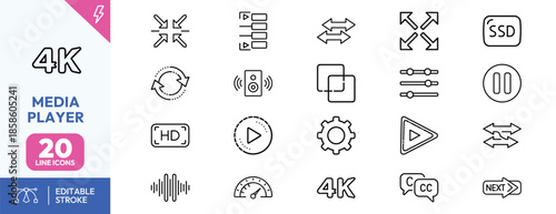 Media Player Controls Icons Set