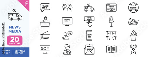 News Media Icons Set