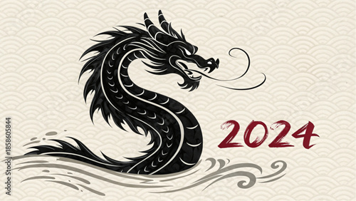 This minimalist graphic celebrates the year of the dragon for 2024.