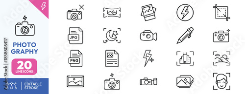Photography icons set for design and editing