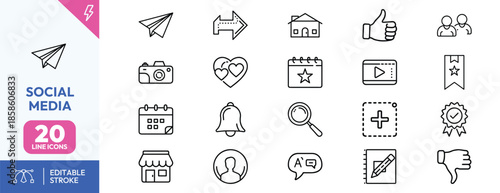 Social media icons and symbols for communication