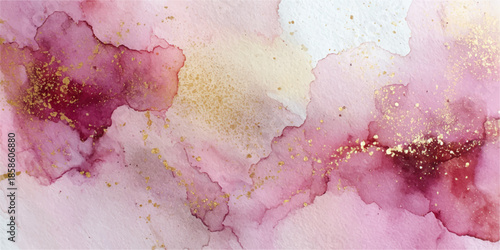 Abstract explosion of pink and coral colored powder or dust particles against a white background