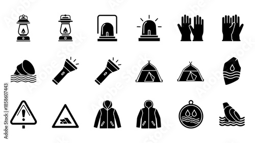 Safety equipment icon set