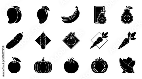 Fruit and vegetable icon set