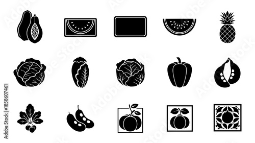 Fruit and vegetable icon set