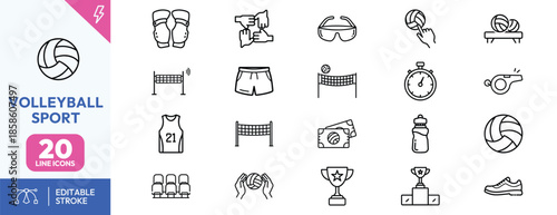 Volleyball Sport Icons Set