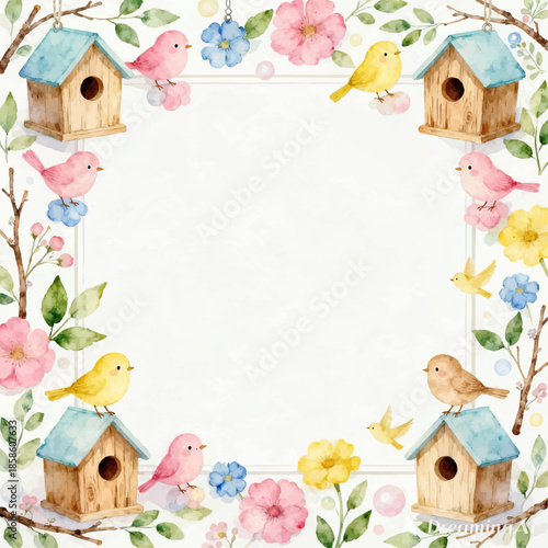 bird house and flowers
