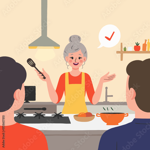 elderly woman leading activity. Senior lady teaching or speaking to group. Retired woman guiding class or discussion. Elderly person inspiring audience indoors. Elderly set
