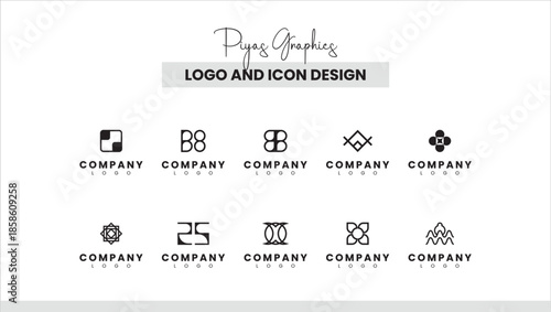 Minimal Abstract Line Logo Icon Branding Set