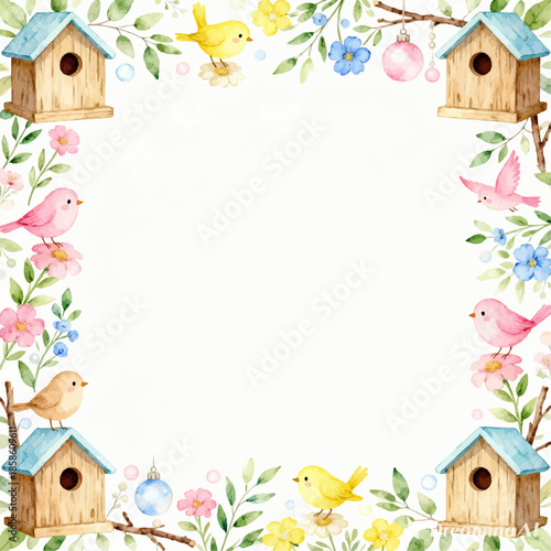 bird house and flowers