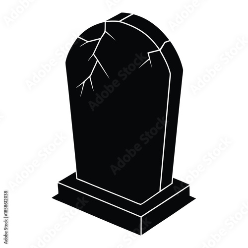 cracked tombstone vector on white background