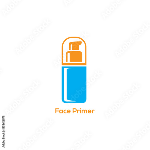 Face primer cosmetic pump bottle icon, flat modern beauty makeup skincare base product illustration vector isolated on white background

