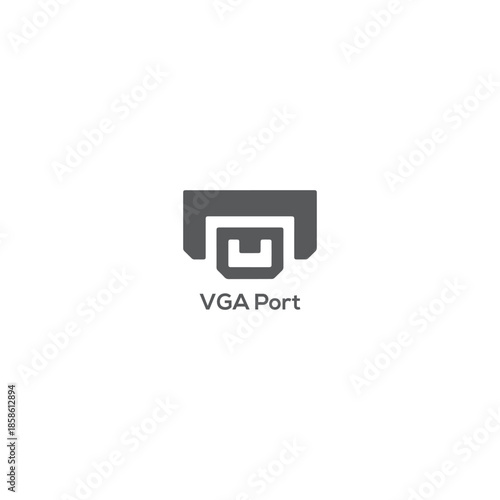 VGA port icon vector illustration representing analog video connector for computer monitor display hardware interface and technology connection