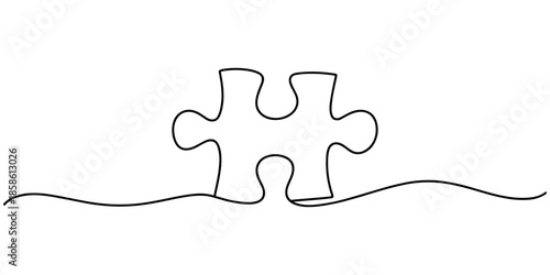 Puzzle vector illustration of continuous one line art design, Continuous one line drawing of puzzle. One line drawing illustration of puzzle game, One line drawing Puzzle vector. Puzzle single line