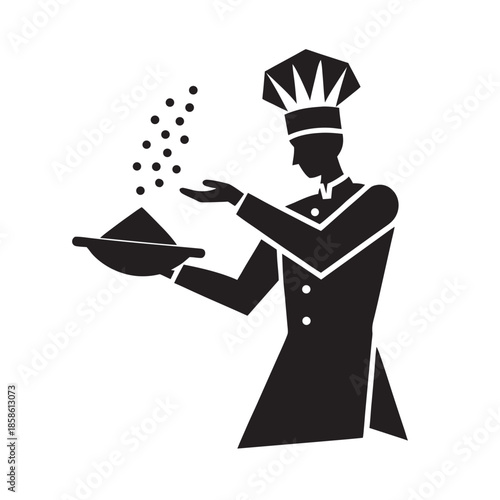 Chef Sprinkling Aromatic Spices On Dish
