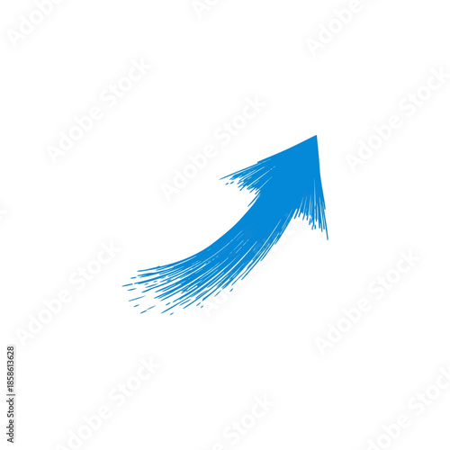 Blue Brush Stroke Arrow Pointing Upward.