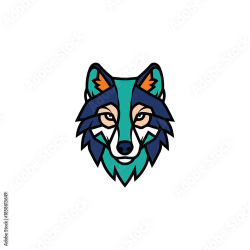 Geometric Wolf Head Logo Illustration Artwork.