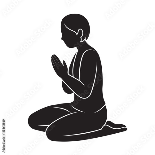 Person Sitting On Knees In Prayer Silhouette