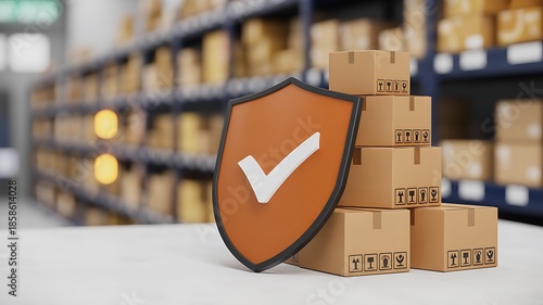 Logistics security and warehouse protection business concept
