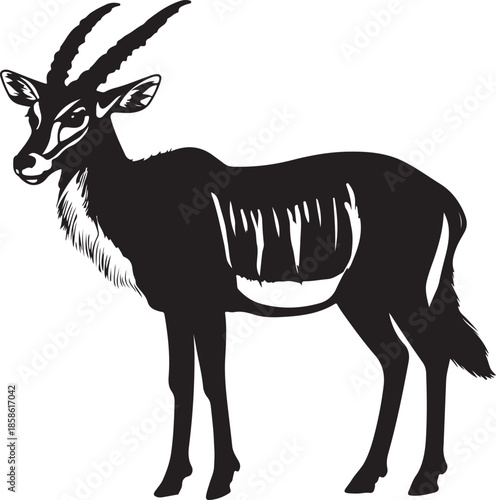 Bongo Antelope Silhouette on Transparent Background