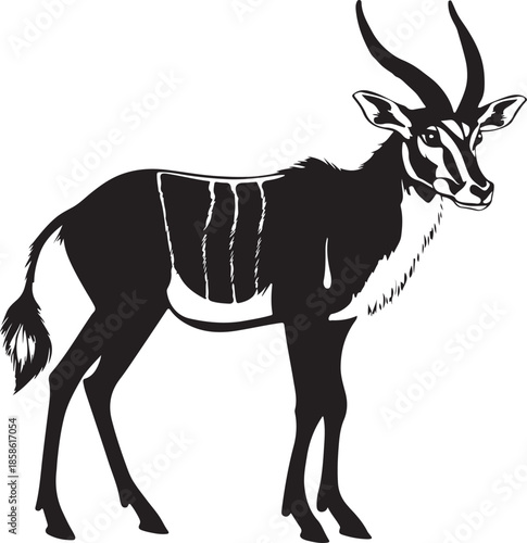 Bongo Antelope Silhouette on Transparent Background