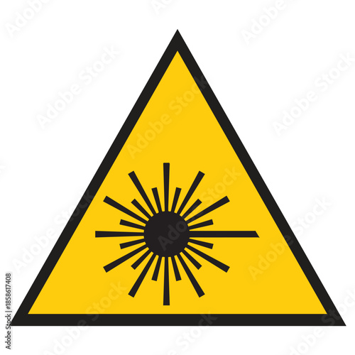 Laser hazard sign warning yellow triangle do not look into the laser beam laser victor Art Illustration
