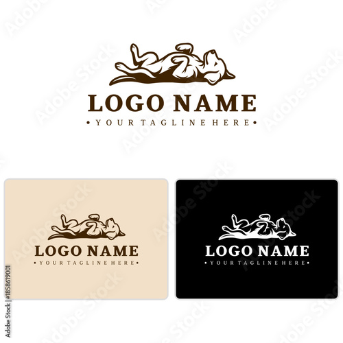 Sleeping Dog Monoline Logo – Relaxed Pet Branding Vector for Wellness