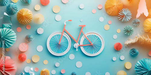 Miniature Orange Bicycle on Colorful Bokeh Background