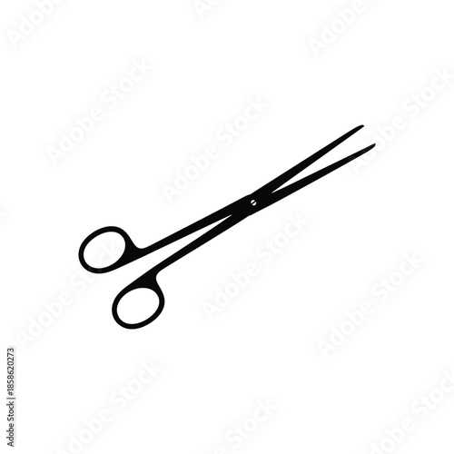 Surgical scissors medical instrument silhouette Vector illustration