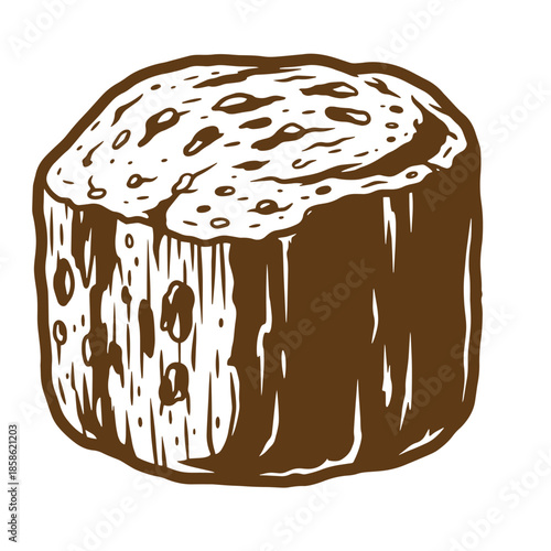 Vintage Brown bread loaf with crust and texture isolated on transparent background