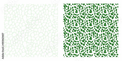 Abstract composition displaying two patterned sections light and dark variations